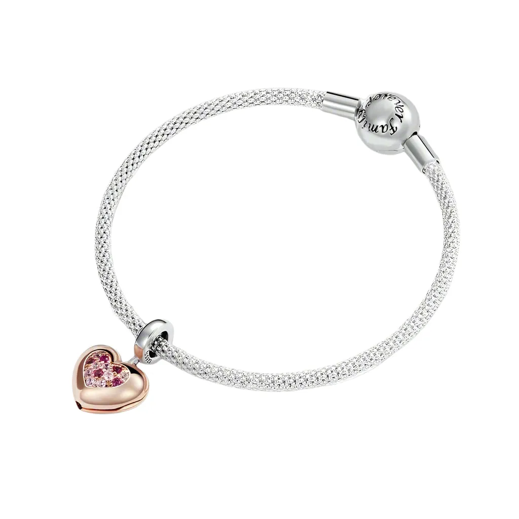 Rose Gold Heart with Diamond Charms