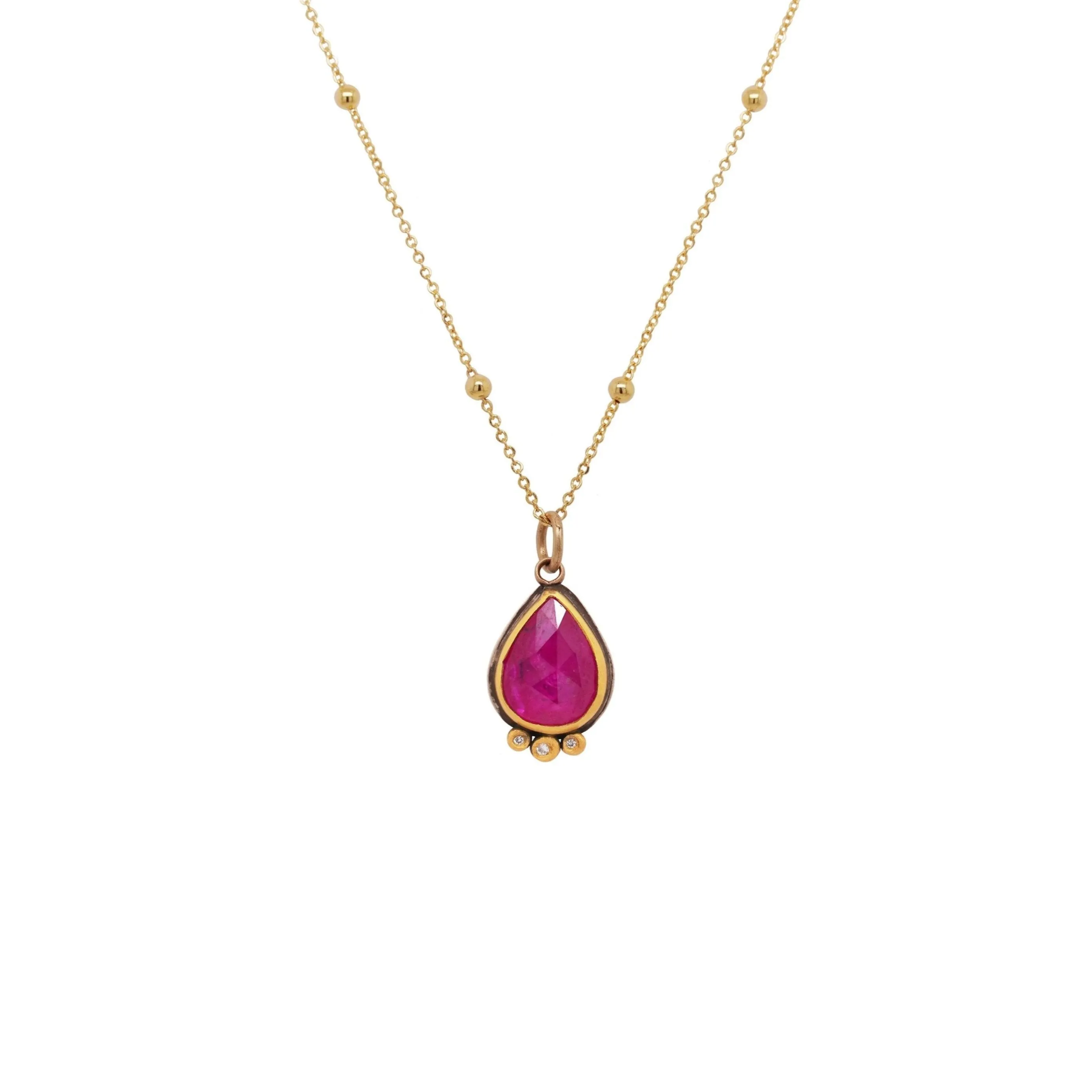 Rosecut Ruby and Diamonds Necklace