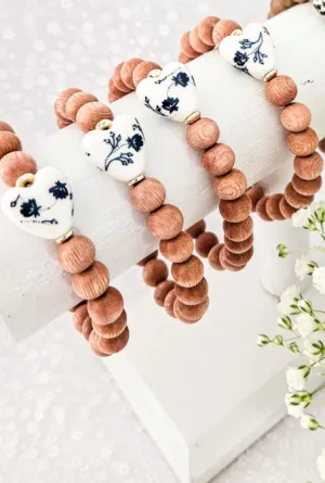 Rosewood & Navy Heart Bracelet