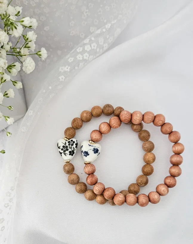 Rosewood & Navy Heart Bracelet