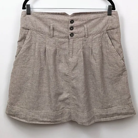 Royal Robbins Safari Skirt Linen Look Hemp Organic Cotton Khaki Taupe size 12
