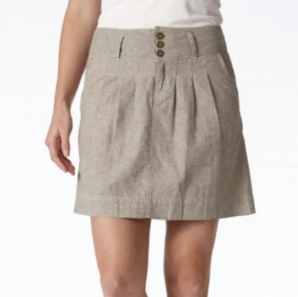 Royal Robbins Safari Skirt Linen Look Hemp Organic Cotton Khaki Taupe size 12