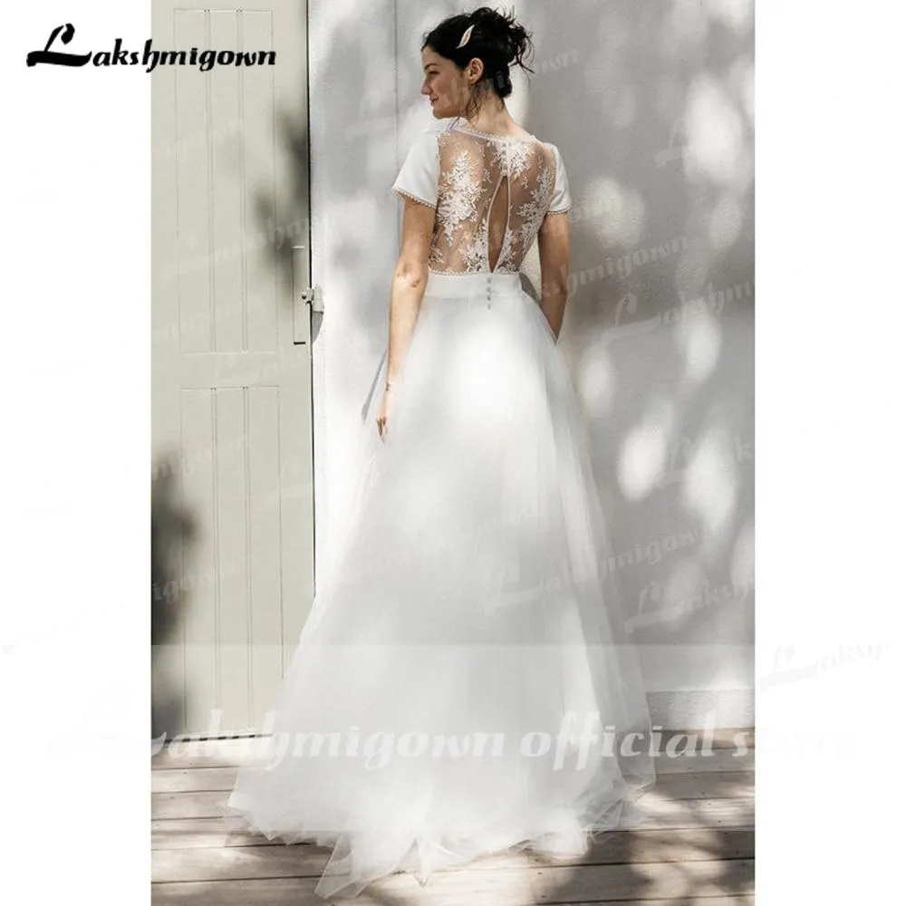 Roycebridal A Line Lace Wedding Dresses Elegant Applique Long Sleeve