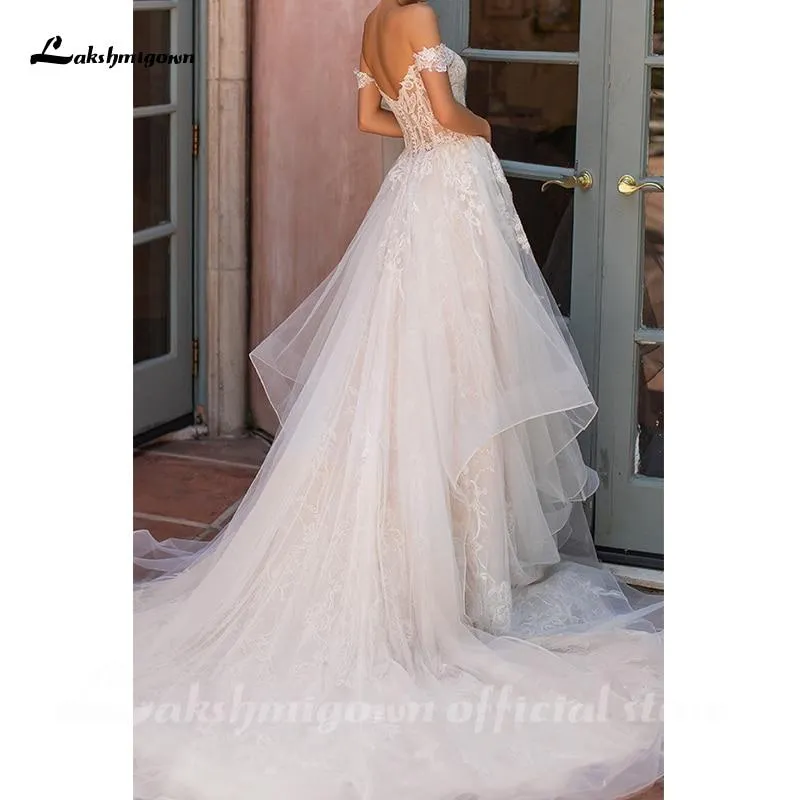 Roycebridal Off Shoulder A-Line Wedding Dress Sweetheart Court Train