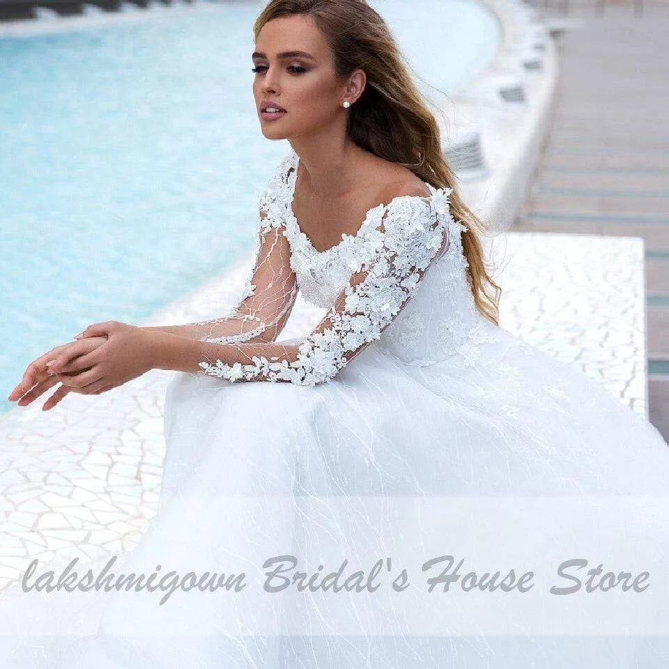 Roycebridal Princess Bridal Dresses Lace Glitter Tulle Wedding Dress