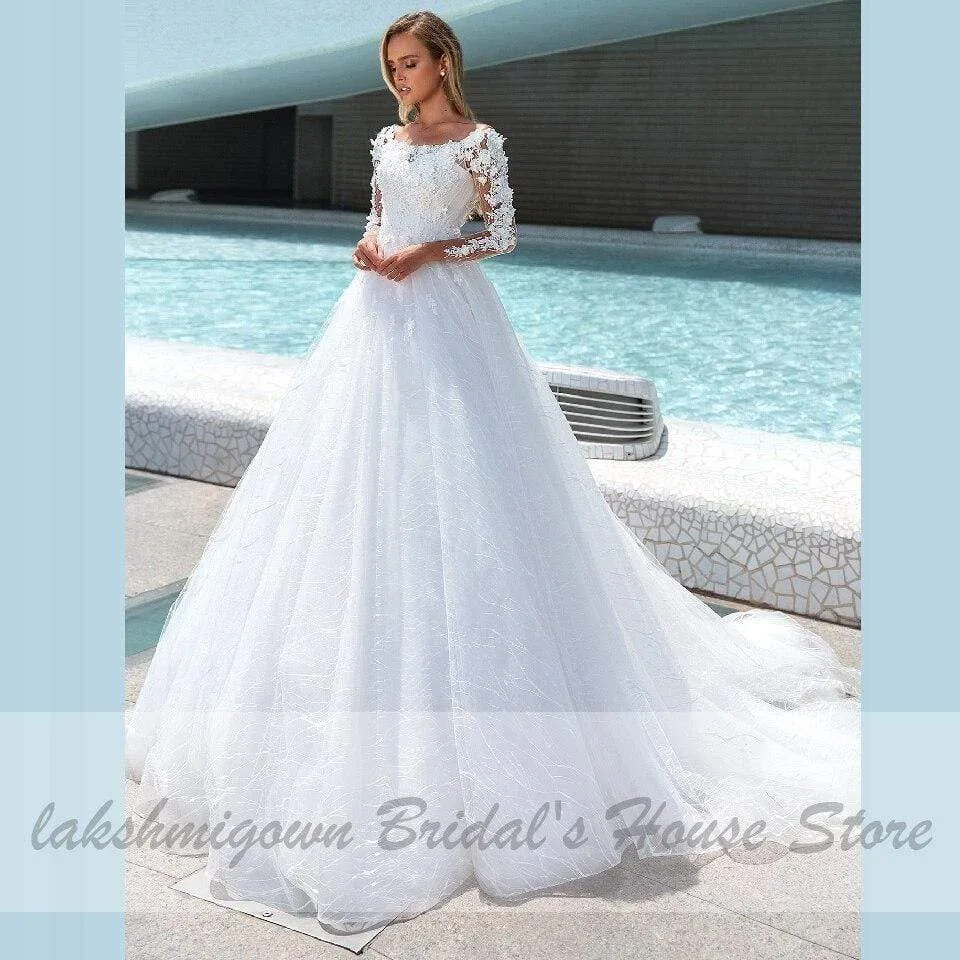 Roycebridal Princess Bridal Dresses Lace Glitter Tulle Wedding Dress