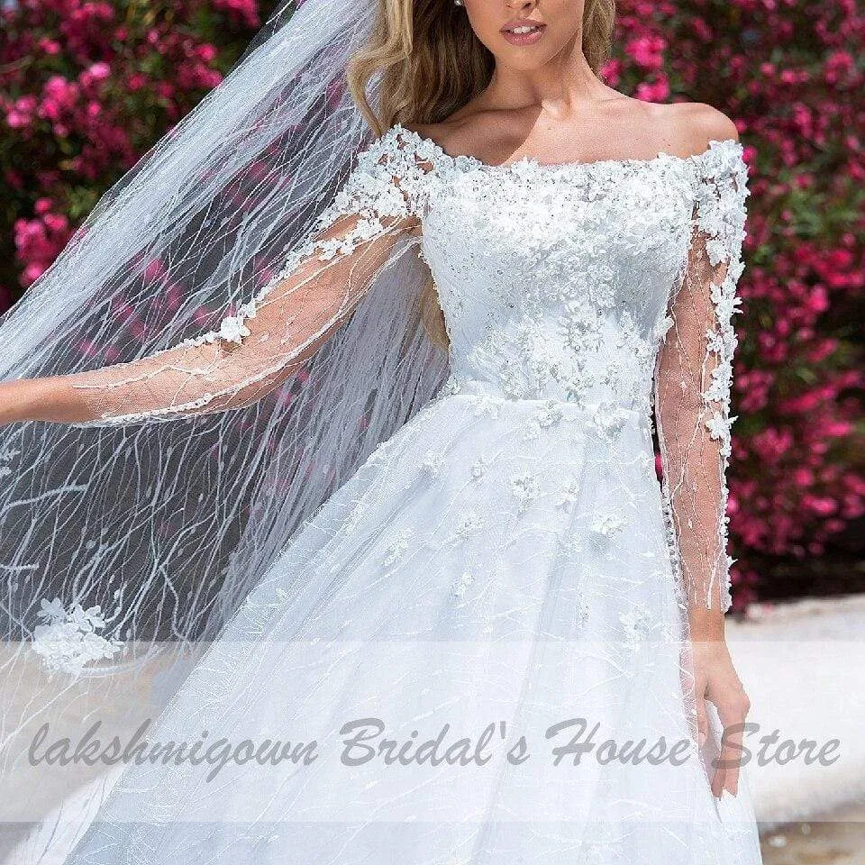 Roycebridal Princess Bridal Dresses Lace Glitter Tulle Wedding Dress