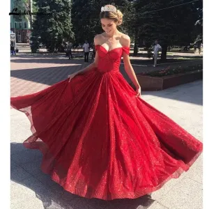 Roycebridal Red Off The Shoulder Wedding Dress Sequins Cheap