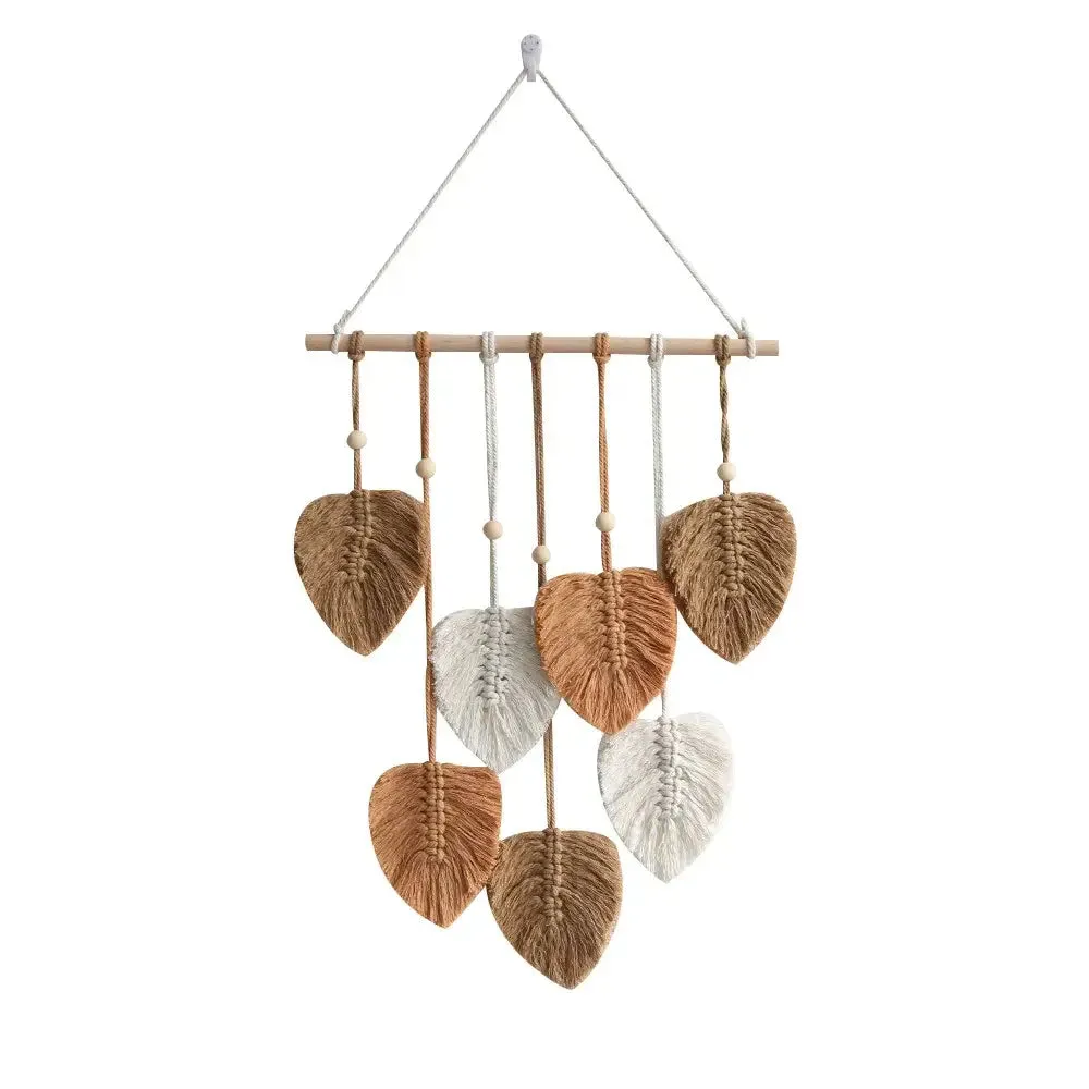 Rustic Macrame Wall Hanging with Intricate Leaf Design