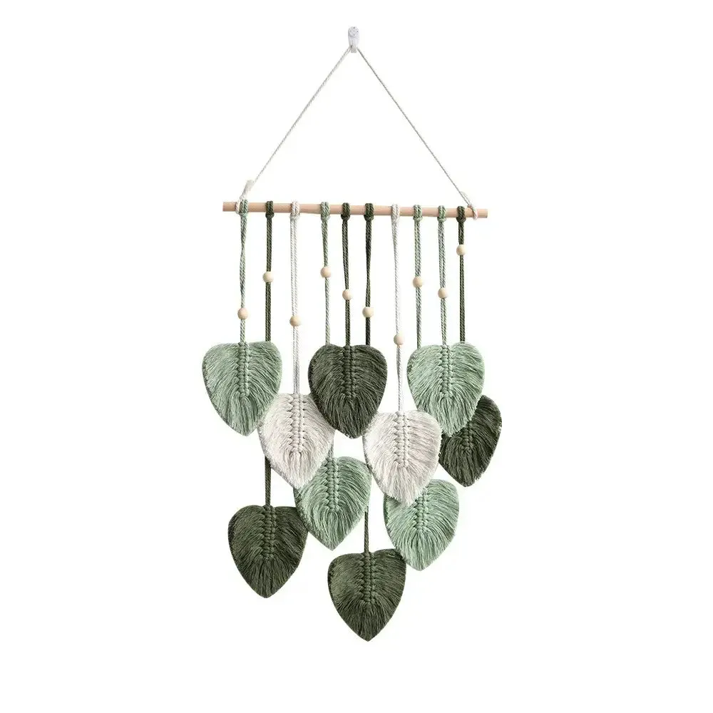 Rustic Macrame Wall Hanging with Intricate Leaf Design