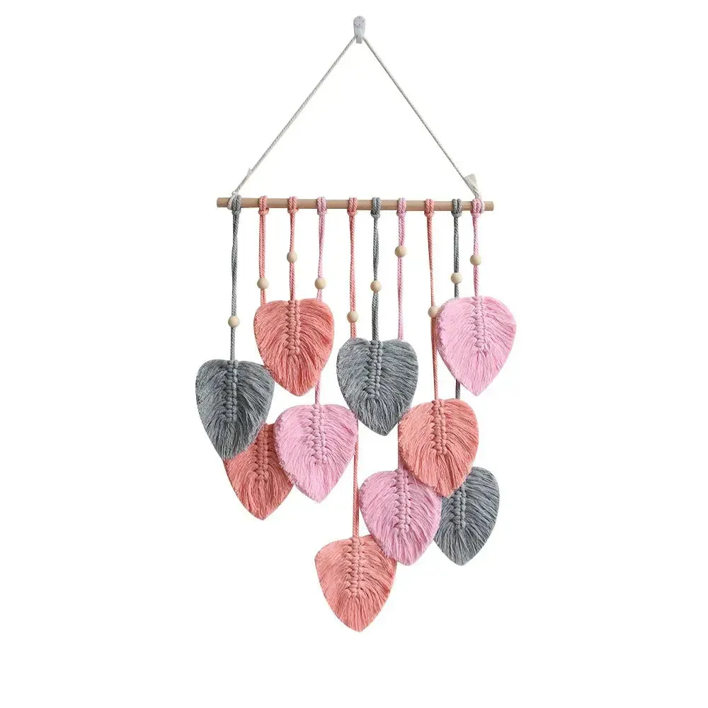 Rustic Macrame Wall Hanging with Intricate Leaf Design