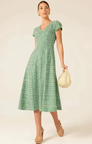 Sacha Drake - Harmony Haven Tweed Midi Dress - Green Ivory Tweed