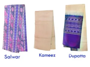 Sambalpuri Cotton Blue And Cream colour Ladies Salwar Suit