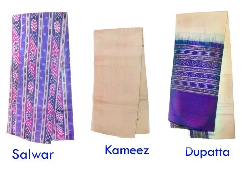 Sambalpuri Cotton Blue And Cream colour Ladies Salwar Suit