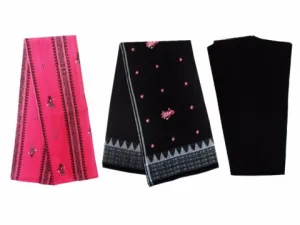 Sambalpuri Salwar Suit Material Black and Pink Color with Doll design