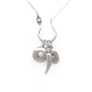 Sapera Pearl and Diamond Charm Necklace