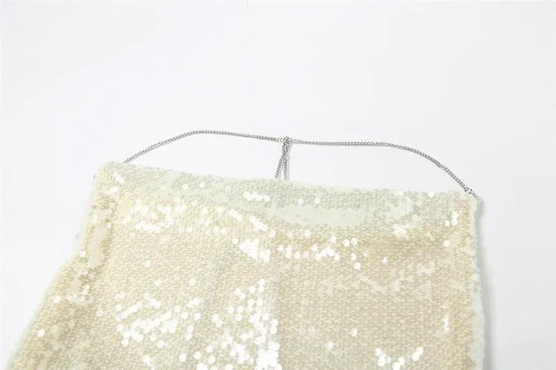 Sequin Cowl Neck Mini Dress