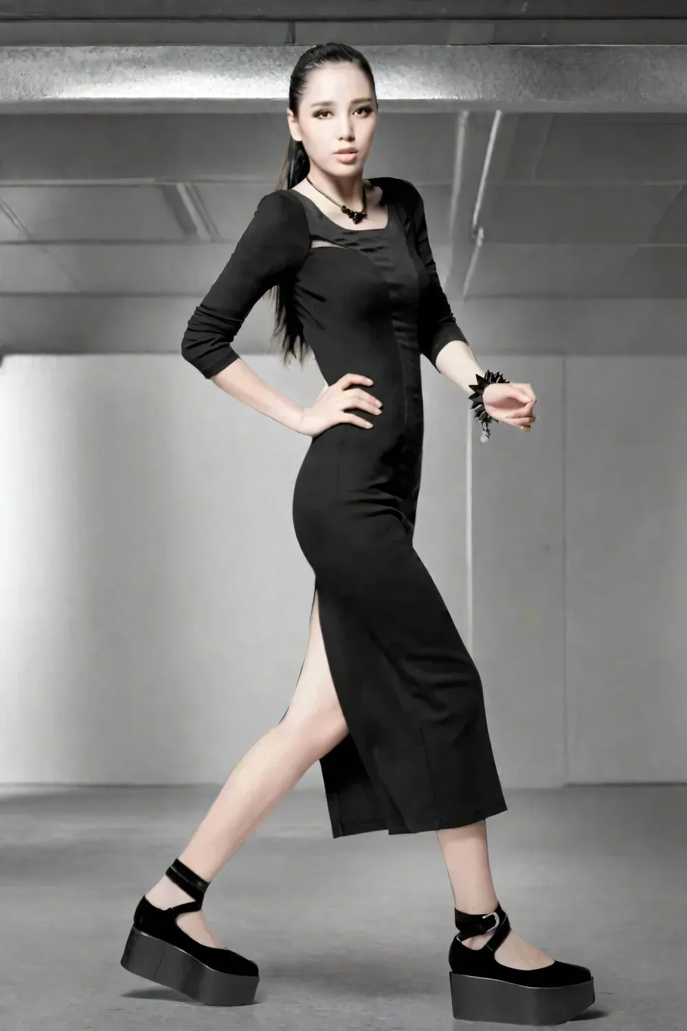 Shadow Siren Mesh Midi Dress
