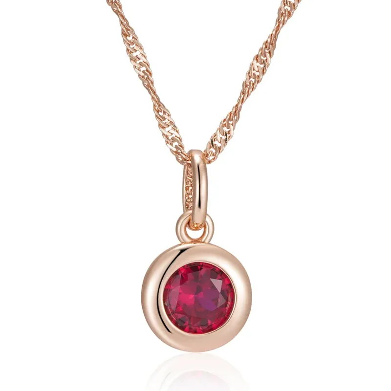 Shiny Red Natural Zircon Pendant Necklace – Rose Gold Ethnic Vintage Jewelry