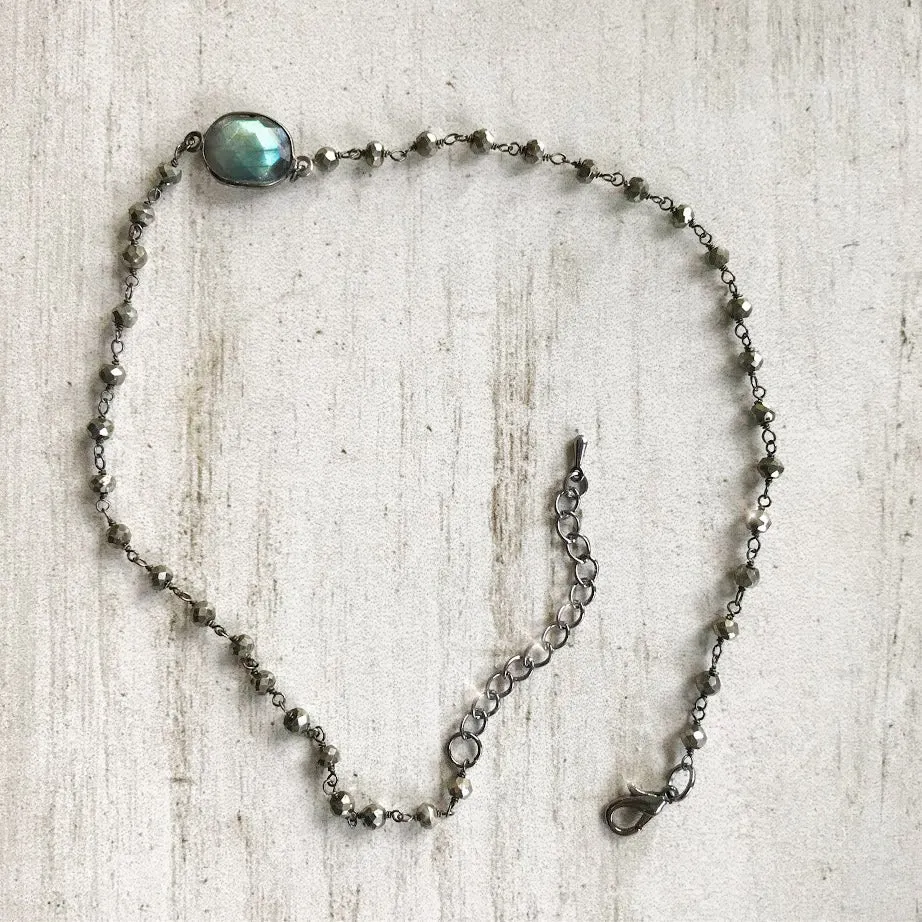 Shooting Star Gemstone Rosary Choker Necklace