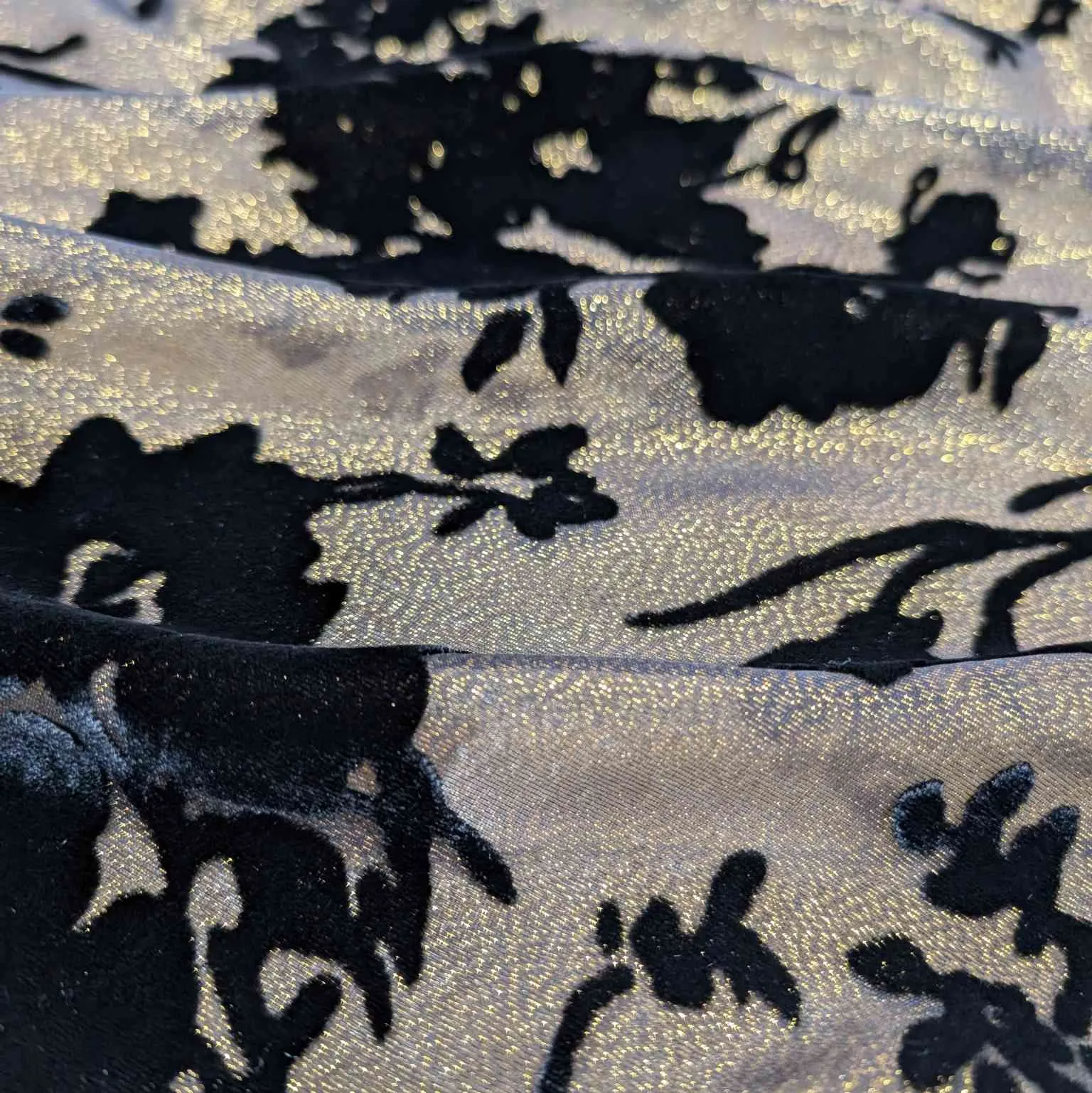 Silk Burnout Velvet, Gold Lamé