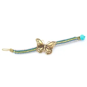 SILVER AND GOLD BUTTERFY BRACELETS #290GN2301 (8C3)