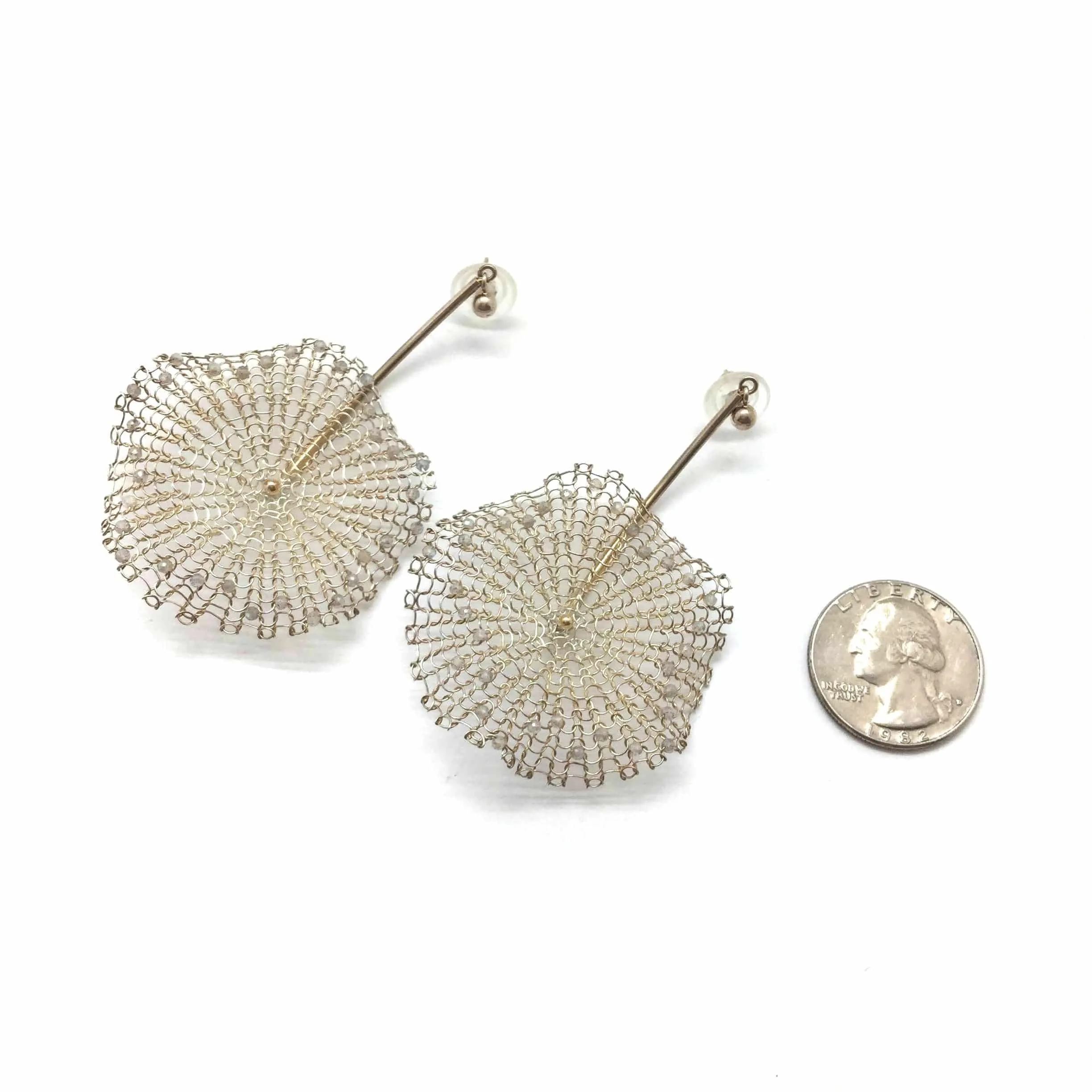 Silver Crocheted Burst Earrings