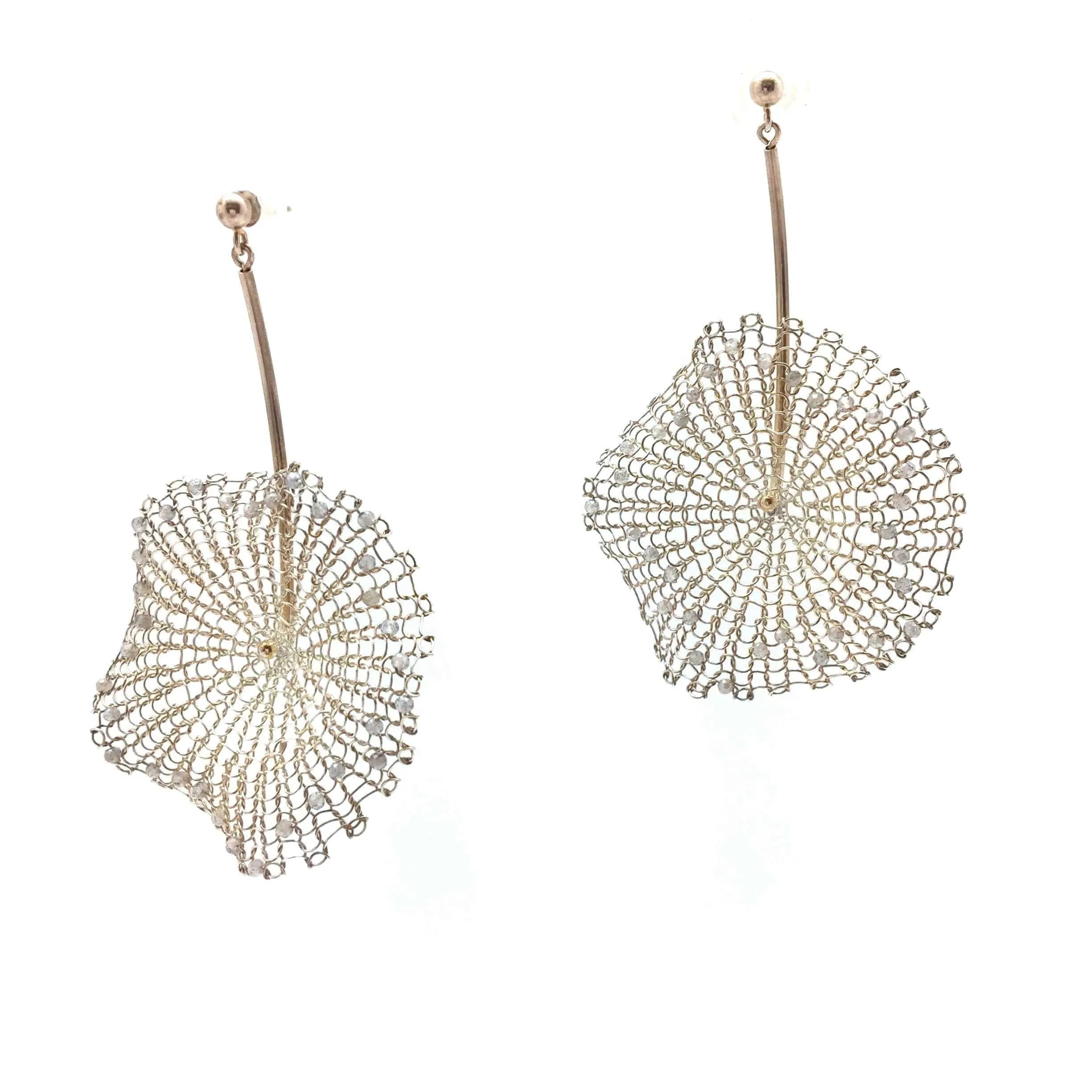 Silver Crocheted Burst Earrings