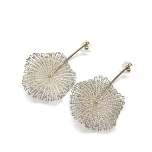 Silver Crocheted Burst Earrings