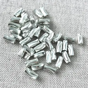Silver Diamond Cut Tube Beads - 7mm x 3mm - Spacer Beads Metal Beads - Package of 45 Beads