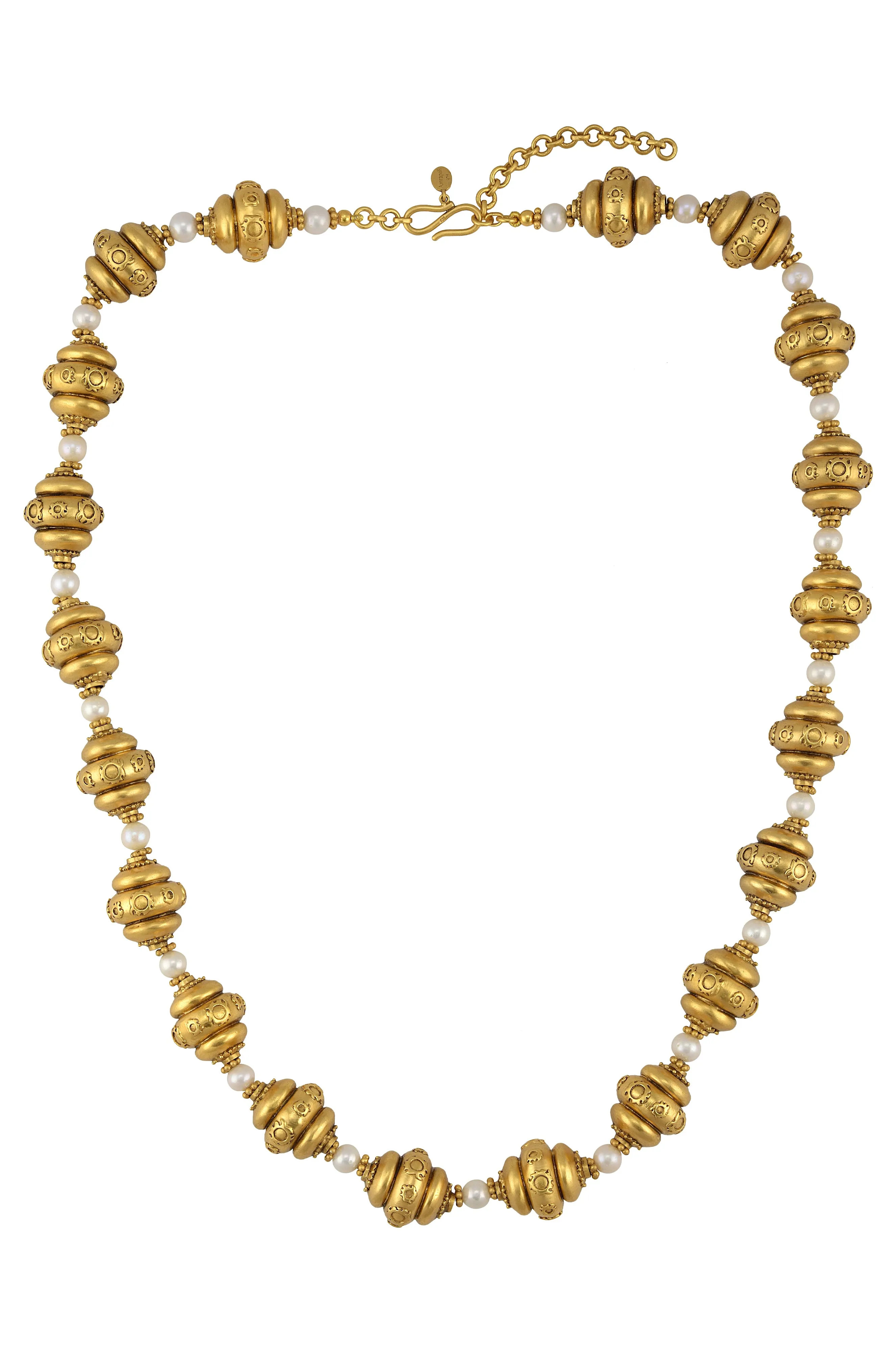 Silver Gold Plated Pearl Bead Necklace