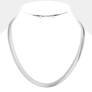 Silver Metal Chain Necklace Set