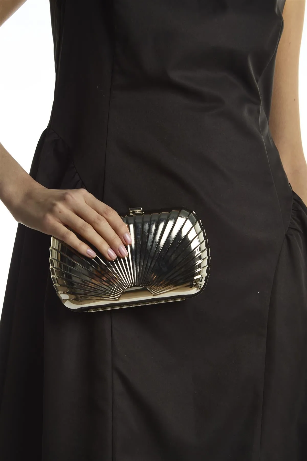 Silver Structed Box Clutch-Bag
