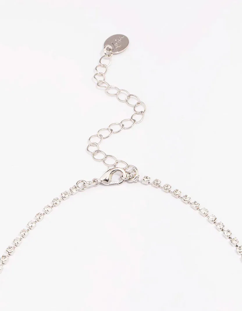 Silver Vintage Diamante Drop Jewellery Set