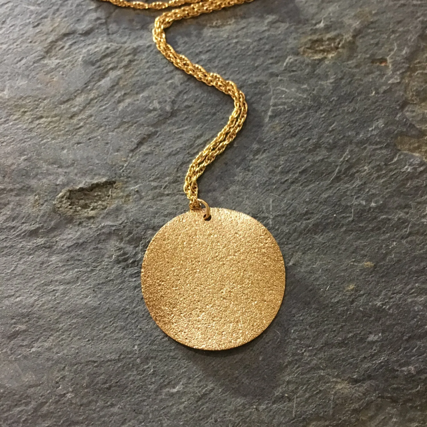 Simple Minimalist Gold Disc Layering Necklace.