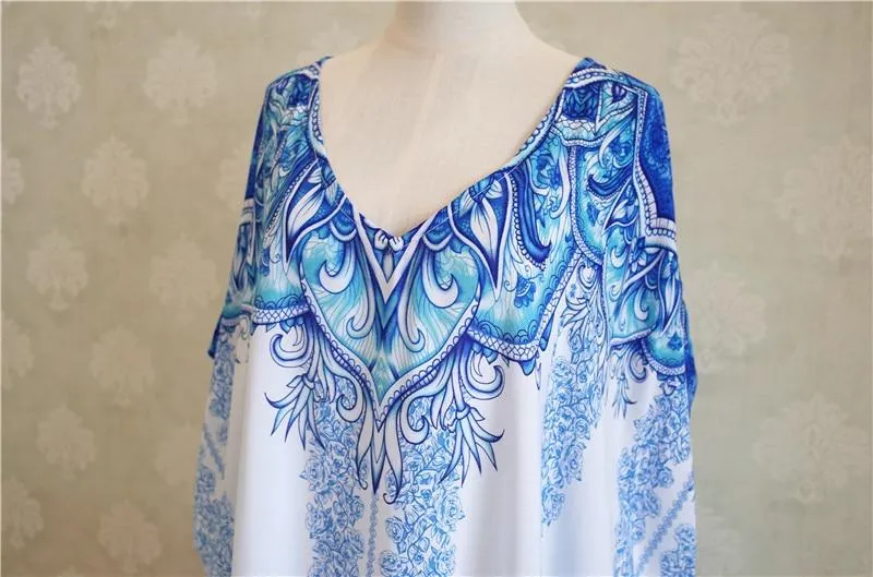 SKYE - Blue Cotton Kaftan