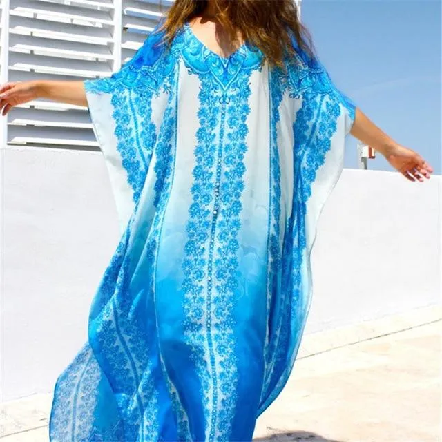 SKYE - Blue Cotton Kaftan