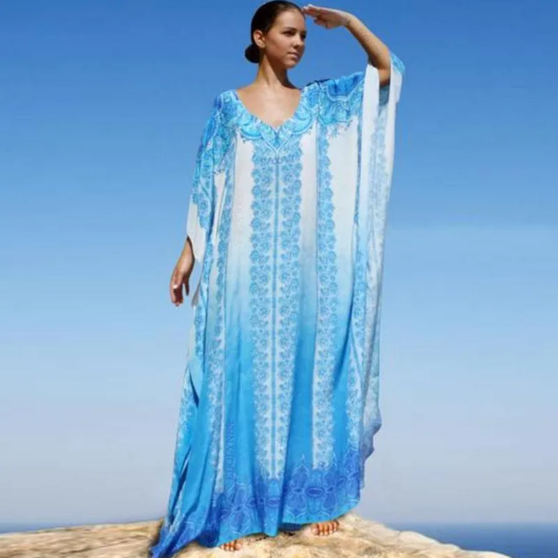 SKYE - Blue Cotton Kaftan