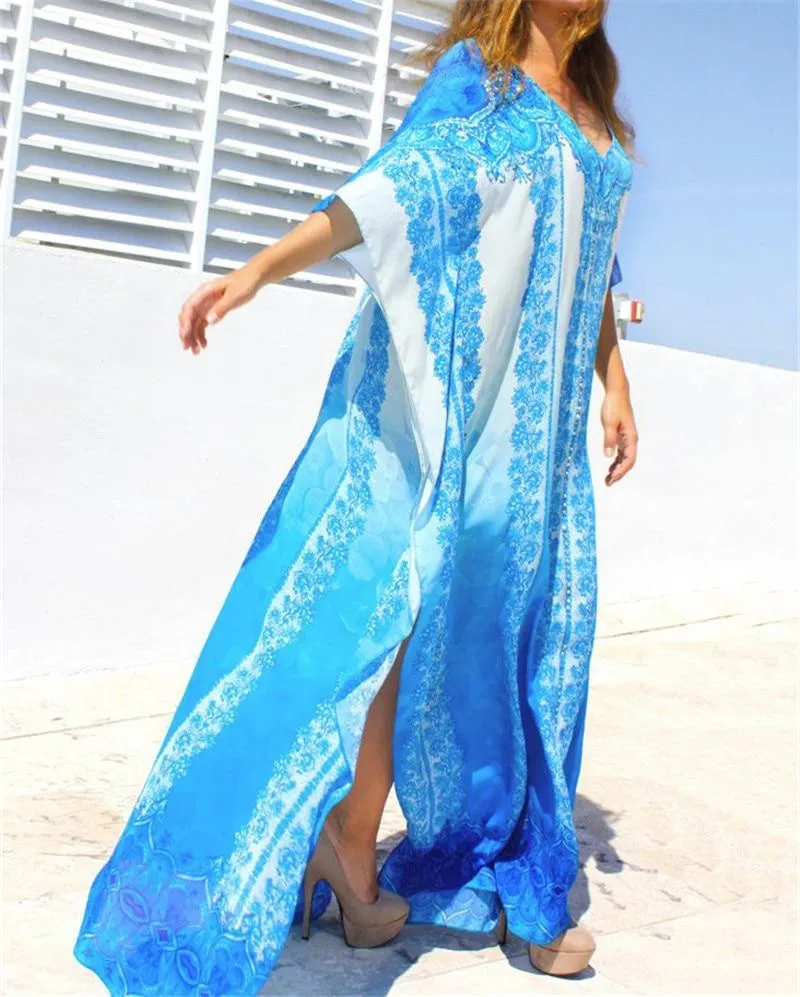 SKYE - Blue Cotton Kaftan