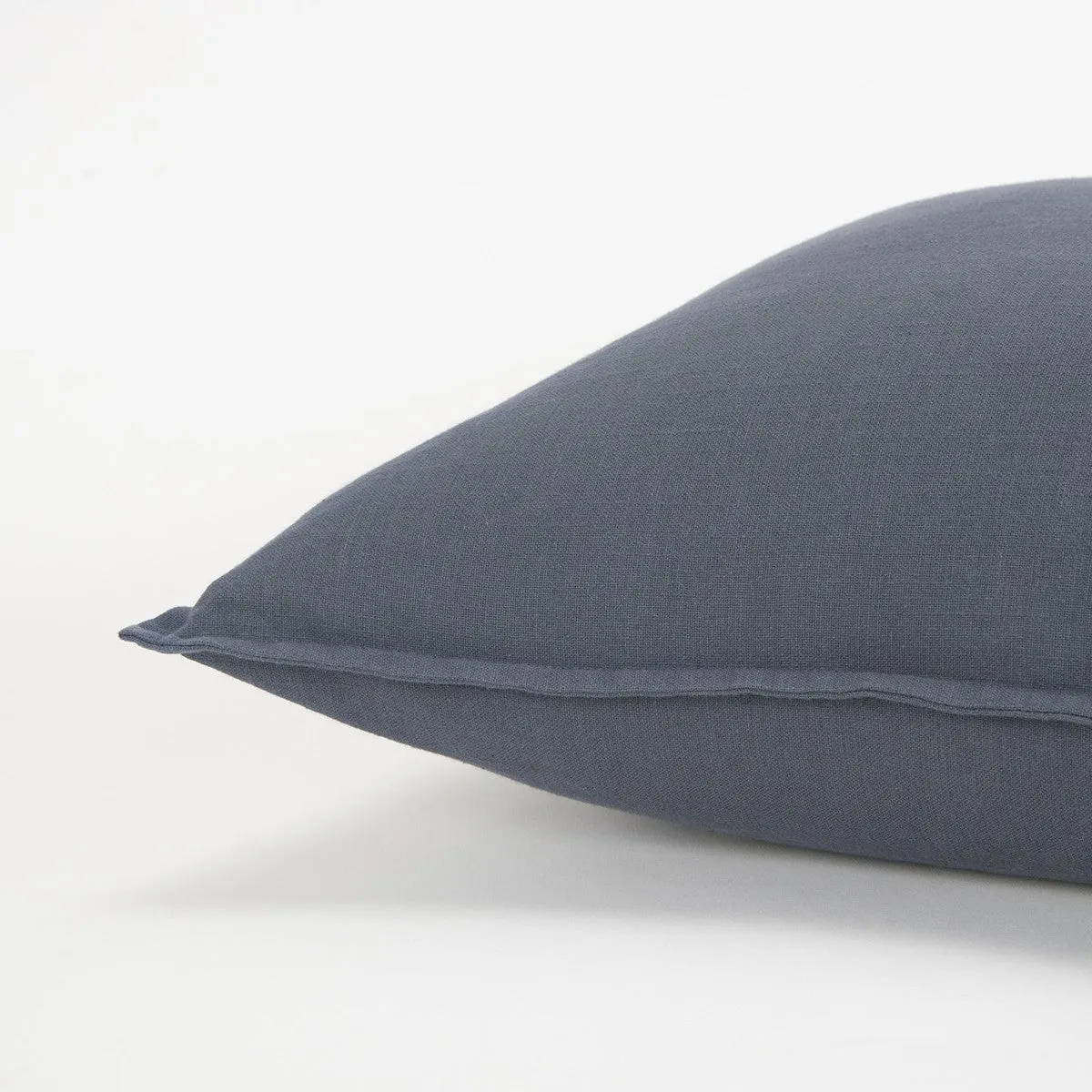 Slate Blue Solid Color Flange Edge Throw Pillow