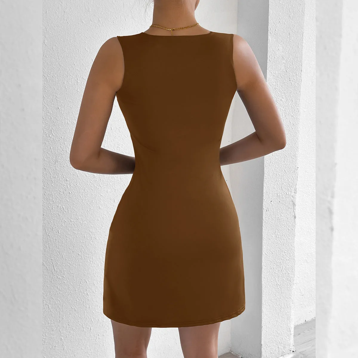 Sleek Square Neck Strap Dress with Slim Fit for a Sexy, Chic Look