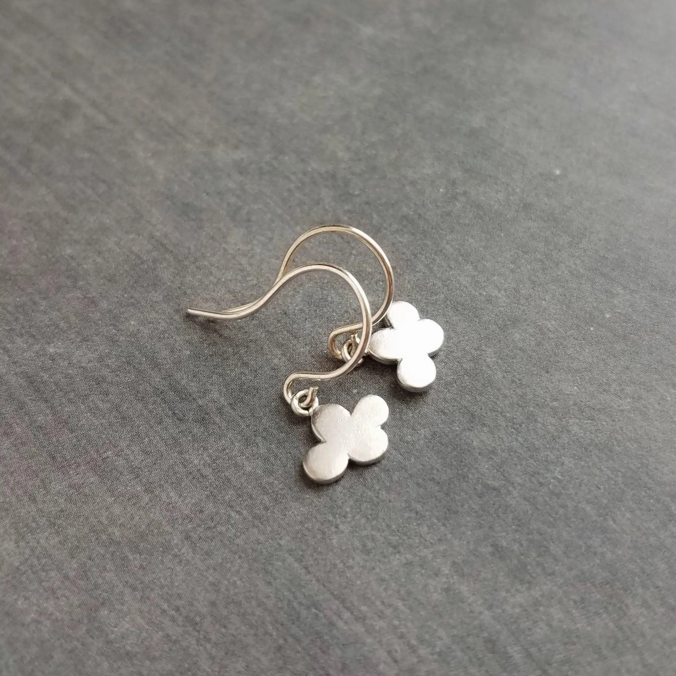 Small Cloud Earrings - very tiny silver puff cumulus charm dangles - upgrade to simple dainty .925 sterling hooks - rain storm weather gift
