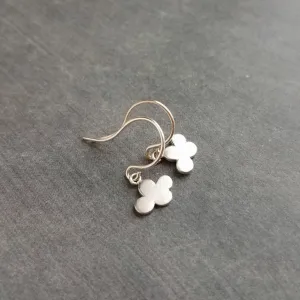 Small Cloud Earrings - very tiny silver puff cumulus charm dangles - upgrade to simple dainty .925 sterling hooks - rain storm weather gift