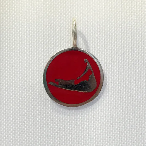 Small Enamel Nantucket Island Charm in Red