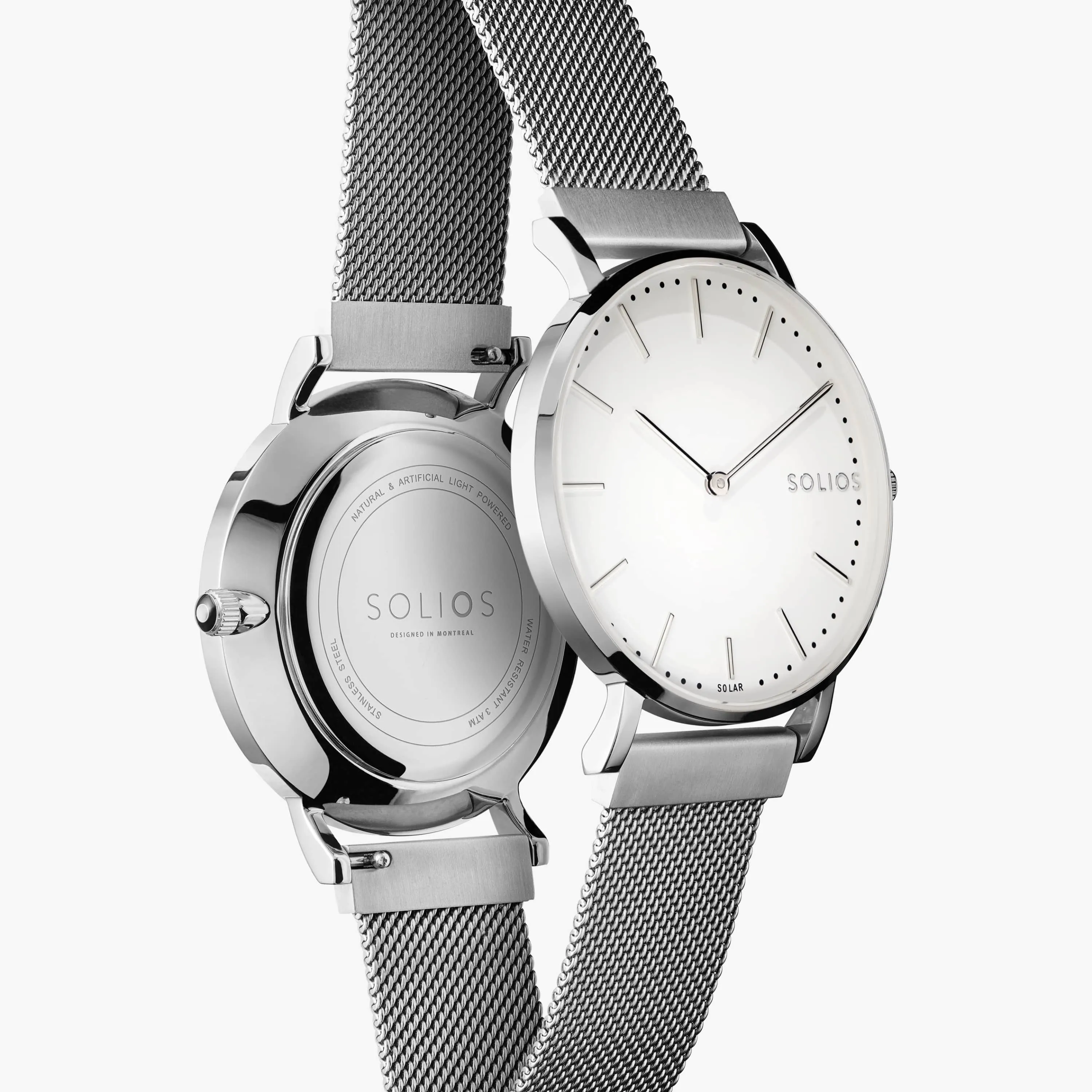 Solar Watch with White & Silver Dial | Silver Mesh Strap