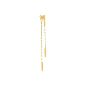 Solid Bar Chain Front Back Stud Earring 14K