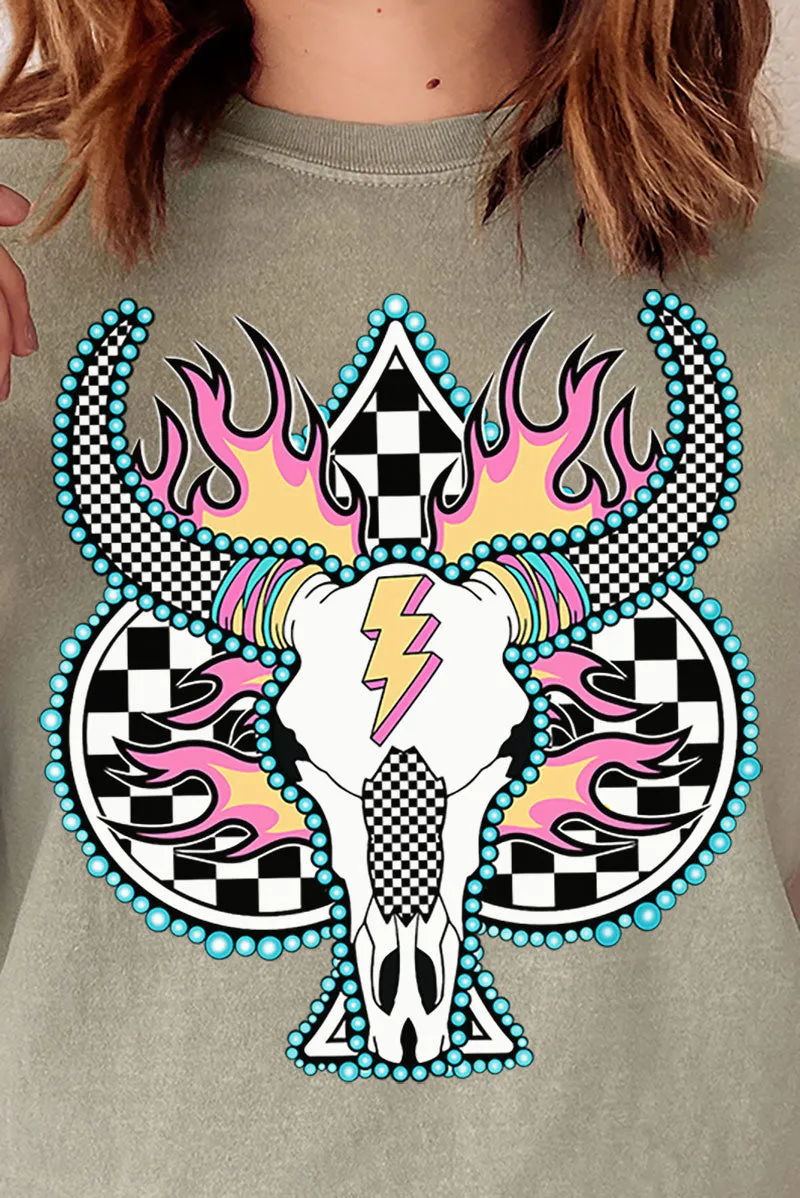 Spade Steer In Flames Comfort Colors Adult Ring-Spun Cotton Tee