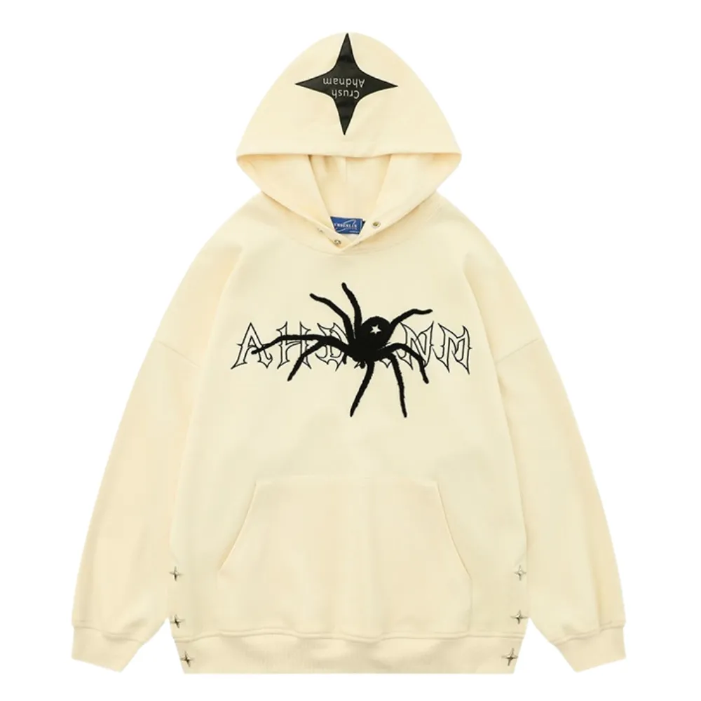 Starburst Spider Patch Button Hoodie
