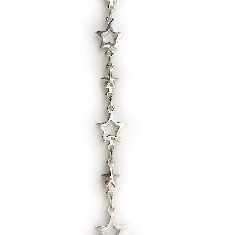 Stars Link Silver Chain by the Inch (#3058)