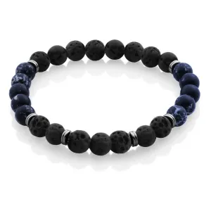 Steelx Lava and Blue Lapis Mens Beaded Bracelet